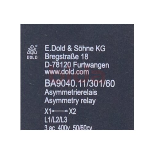 E.Dold &amp; S&ouml;hne KG  BA9040.11/301/60 Asymmetrierelais Asymmetry relay