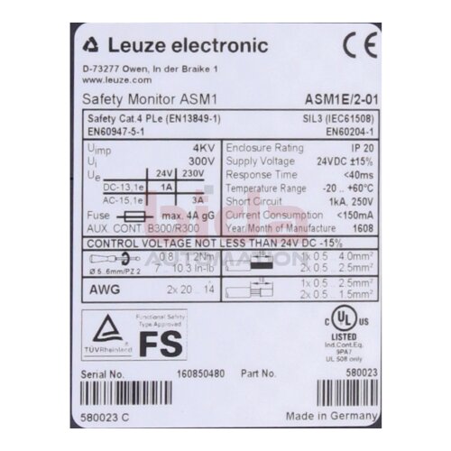 Leuze electronic ASM1E/2-01(580023) Sicherheitsmonitor Safety Monitor