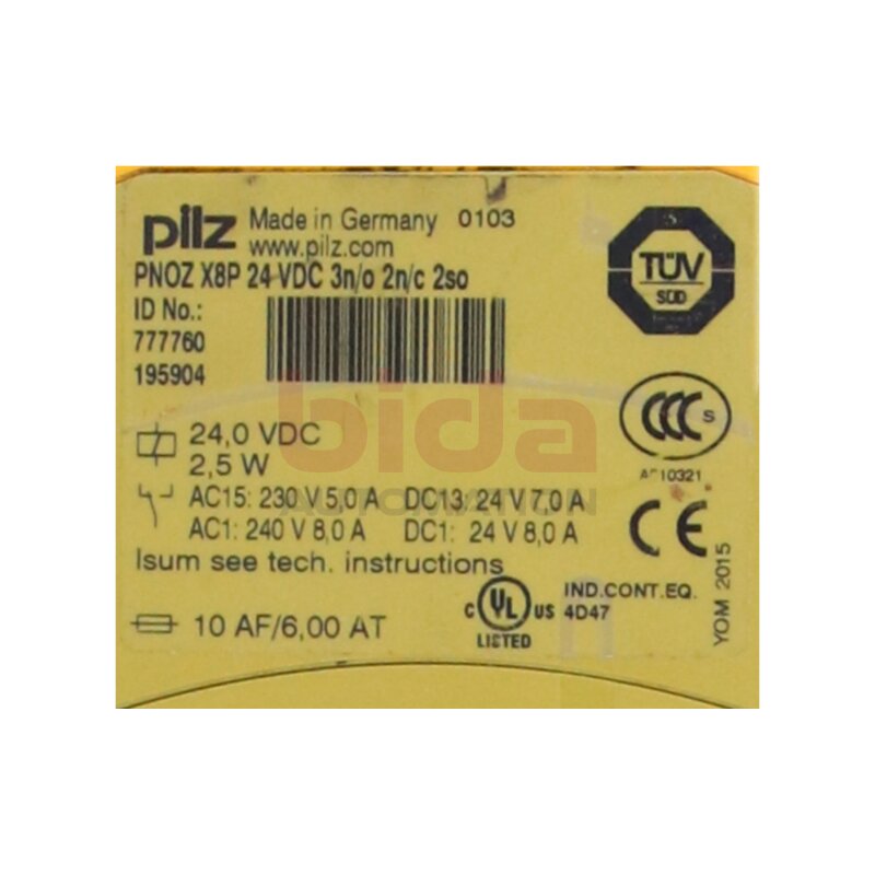 Pilz PNOZ X8P 24VDC 3n/o 2n/c 2so (777760) Sicherheitsrelais Safety relay