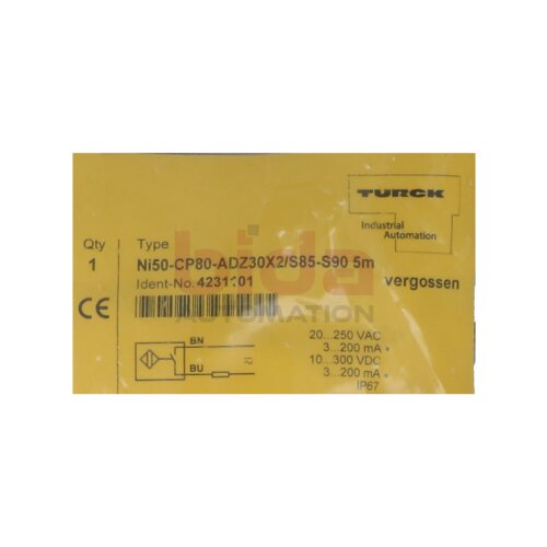 TURCK Ni50-CP80-ADZ30X2/S85-S90 5m (4231101) Inductive Sensor