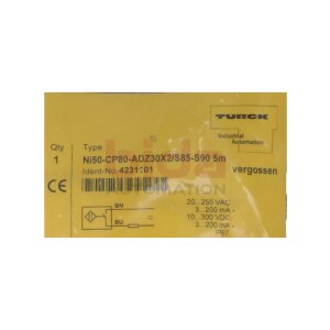 TURCK Ni50-CP80-ADZ30X2/S85-S90 5m (4231101) Inductive...