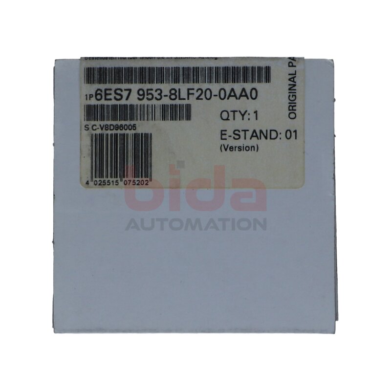 Siemens 6ES7 953-8LF20-0AA0 / 6ES7953-8LF20-0AA0 SIMATIC S7, Speicherkarte / Micro Memory Card f&uuml;r S7-300/C7/ET 200, 3, 3V Nflash, 64 KByte