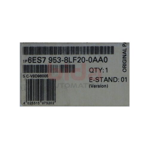 Siemens 6ES7 953-8LF20-0AA0 / 6ES7953-8LF20-0AA0 SIMATIC S7, Speicherkarte / Micro Memory Card f&uuml;r S7-300/C7/ET 200, 3, 3V Nflash, 64 KByte