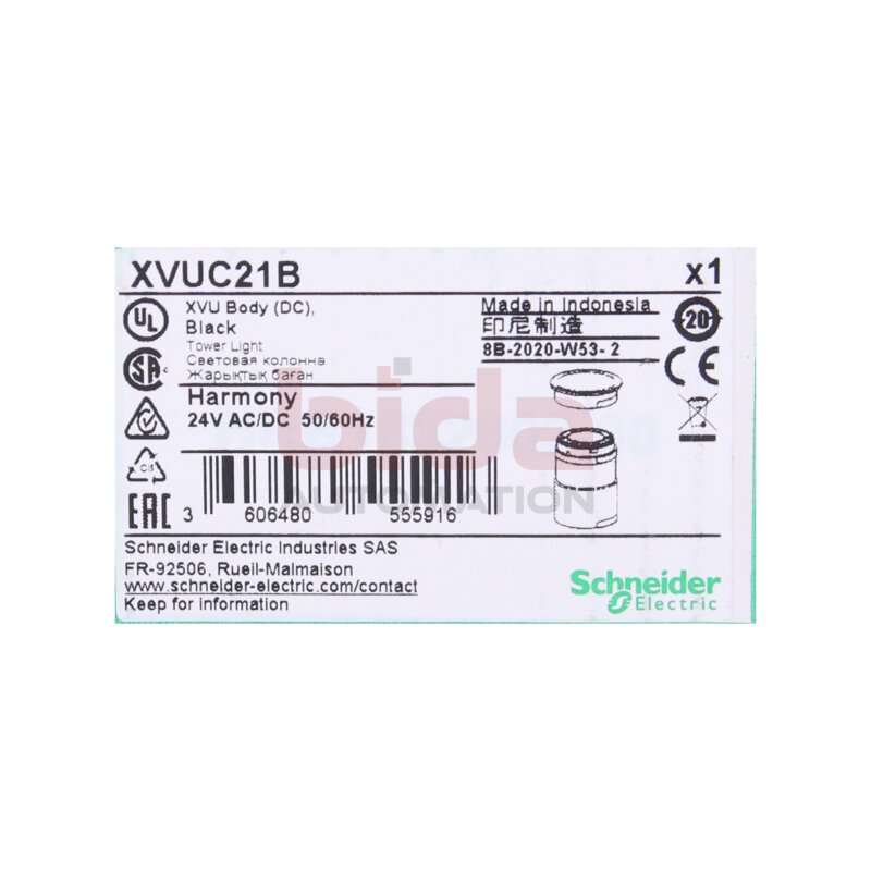 Schneider Electric XVUC21B Grundelement mit Deckel Base element with lid Harmony XVU