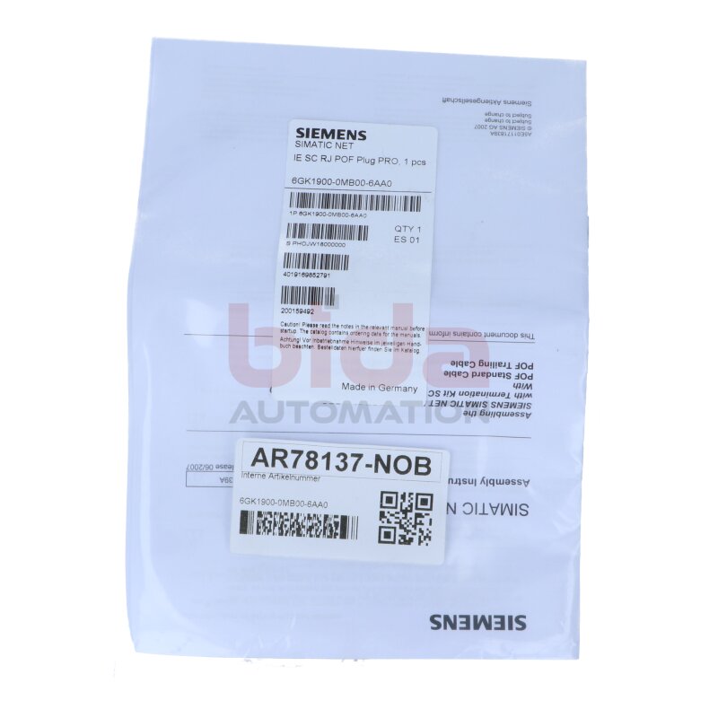Siemens 6GK1900-0MB00-6AA0 / 6GK1 900-0MB00-6AA0 IE SC RJ POF PRO LWL Stecker Plug