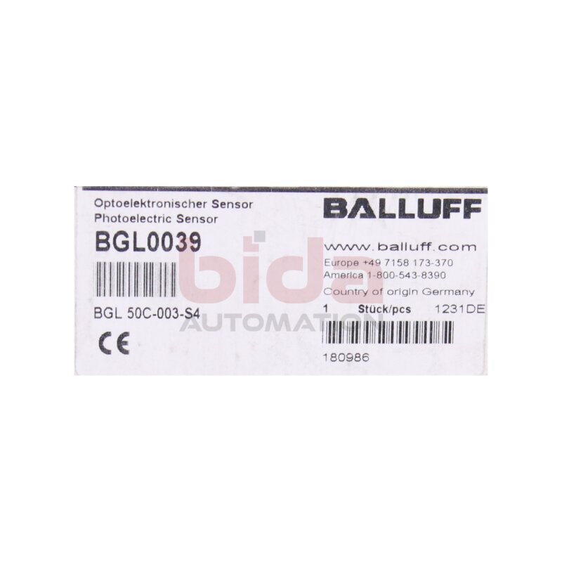 BALLUFF BGL0039 (BGL50C-003-S4) Optoelektronischer Sensor Photoelectric Sensor