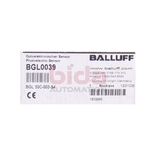BALLUFF BGL0039 (BGL50C-003-S4) Optoelektronischer Sensor Photoelectric Sensor