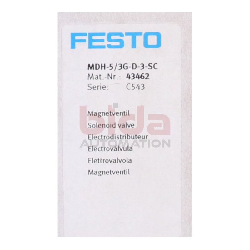 Festo MDH-5/3G-D-3-SC Magnetventil / Solenoid valve 24V DC