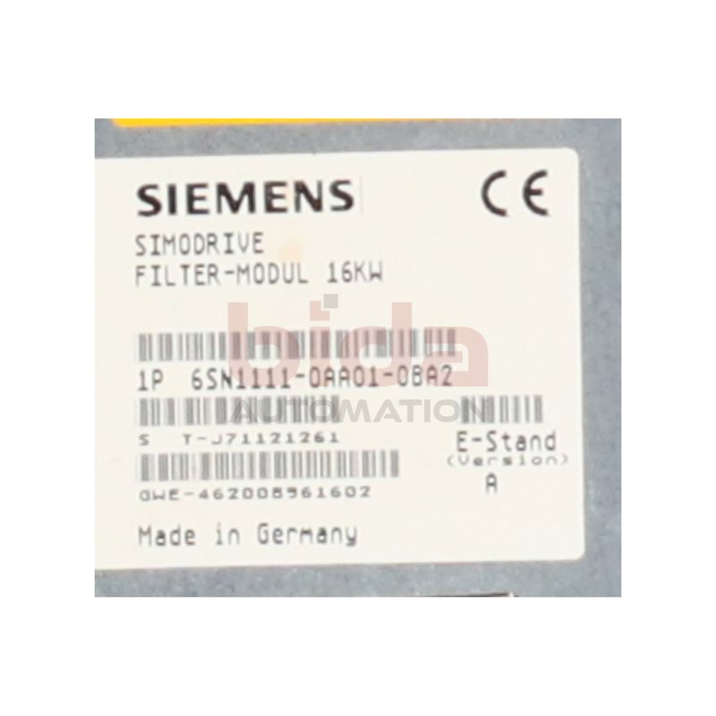 Siemens 6SN1111-OAAO1-OBA2 7 6SN1 111-OAAO1-OBA2 Filtermodul Filter Module  16KW
