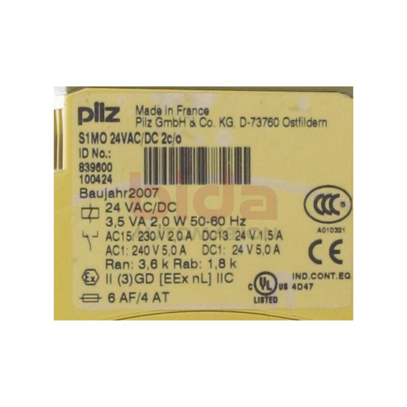 Pilz S1M0 24VAC/DC 2c/o (839600) &Uuml;berwachungsrelais Monitoring relay