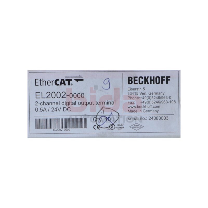 BECKHOFF EL2002 EtherCAT-Klemme EtherCAT Terminal