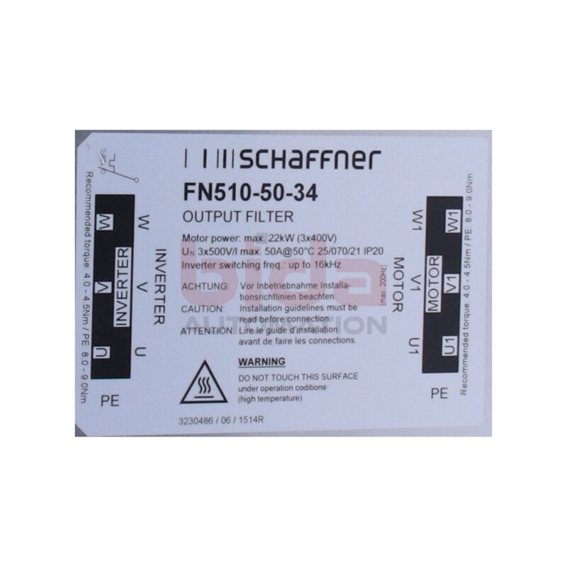 SCHAFFNER FN510-50-34 Netzfilter / mains filter 3x 500V