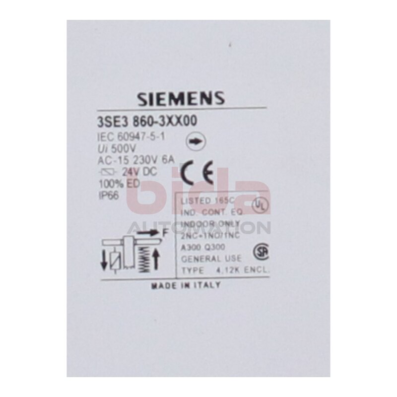 Siemens 3SE3860-3XX00 Positionsschalter mit Zuhaltung aus Metall Position switch witch tumbler metal