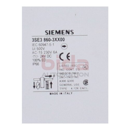Siemens 3SE3860-3XX00 Positionsschalter mit Zuhaltung aus Metall Position switch witch tumbler metal