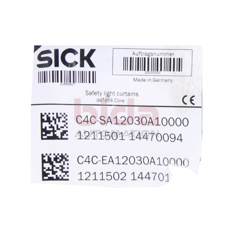 Sick SA12030A10000 (1211501) + EA12030A10000 (1211502) Sicherheitslichtvorh&auml;nge deTecCore