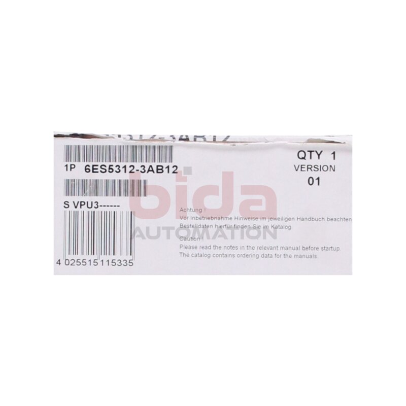 Siemens 6ES5312-3AB12 / 6ES5 312-3AB12 SIMATIC S5, Anschaltung IM312