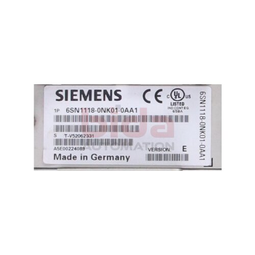 Siemens 6SN1118-0NK01-0AA1 / 6SN1 118-0NK01-0AA1 SIMODRIVE 611 U HRS 2-Achs Regelungseinschub / 2-axis control insert