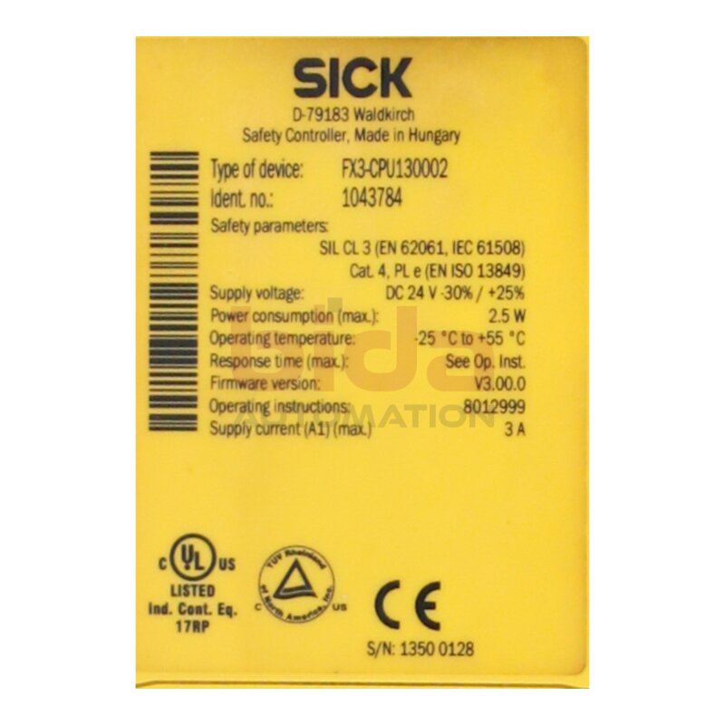 Sick FX3-CPU130002(1043784) Sicherheitssteuerung Flexi Soft Safety control