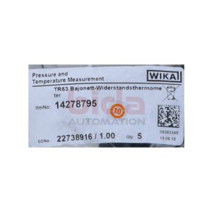 WIKA 14278795 TR53 Bajonett-Widerstandsthermometer...