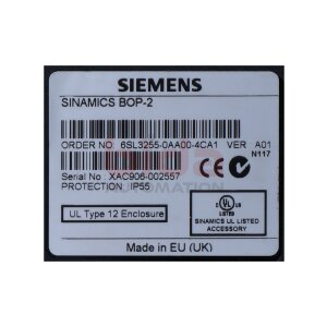 Siemens 6SL3255-0AA00-4CA1 / 6SL3 255-0AA00-4CA1 SINAMICS...