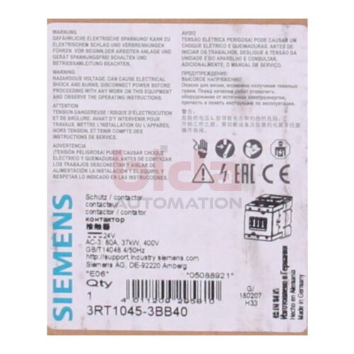 Siemens 3RT1045-3BB40 / 3RT1045-3BB40 Leistungssch&uuml;tz Power contactor