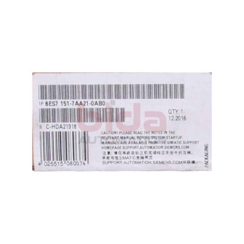 Siemens 6ES7 151-7AA21-0AB0 SIMATIC DP IM151-7 CPU f&uuml;r ET200S