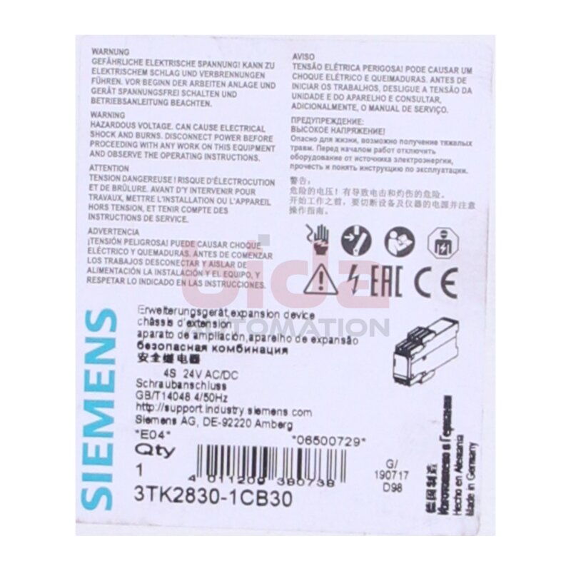 Siemens 3TK2830-1CB30 Erweiterungsger&auml;t Expansion device