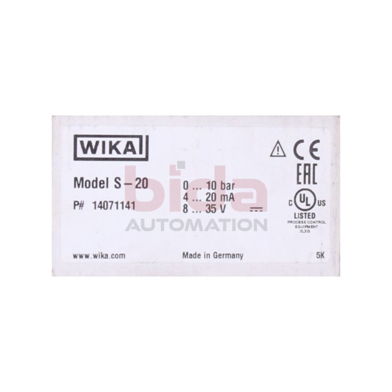 WIKA 14071141 Druckmessumformer / pressure transducer