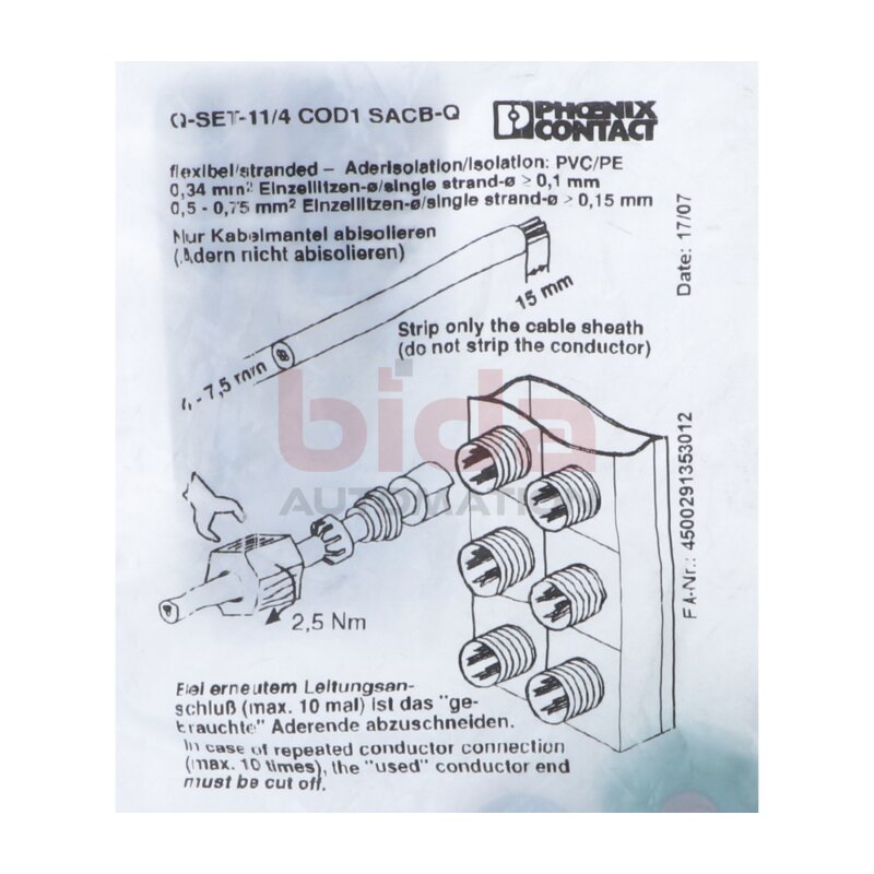 Phoenix Contact Q SET-11/4 COD1 SACB-Q (1670743) Verschraubung-Set / Screw connection set