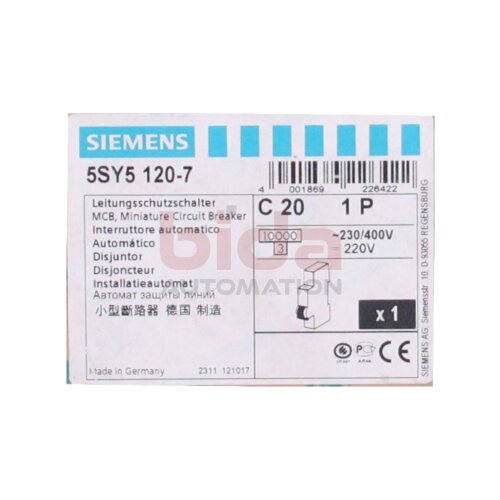 Siemens 5SY5 120-7 / 5SY5120-7 Leitungsschutzschalter Circuit breaker