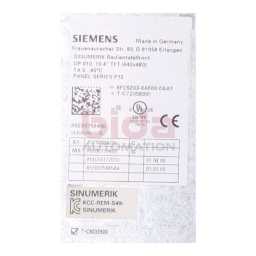 Siemens 6FC5203-0AF00-0AA1 SINUMERIK Bedientafelfront Control Panel Front