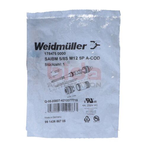 Weidm&uuml;ller SAIBM 5/8S M12 5P A-COD (1784750000) Rundsteckverbinder Circular connector