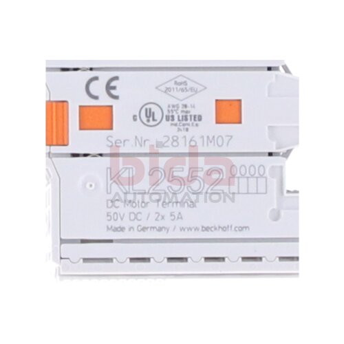 BECKHOFF KL2552 Busklemme/Bus clamp, 2-Kanal-Motion-Interface, DC-Motor, 48V DC, 5A