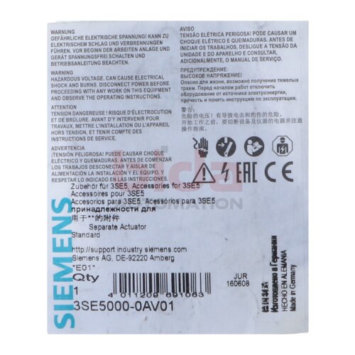 Siemens 3SE5000-0AV01 / 3SE5 000-0AV01 Getrennter Standard-Bet&auml;tiger / Separate standard actuator