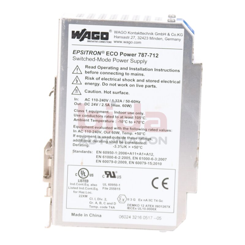 Wago 787-712 Stromversorgung Power Supply 24 V DC 2,5A 110-240 VAC 1,32A