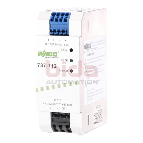 Wago 787-712 Stromversorgung Power Supply 24 V DC 2,5A 110-240 VAC 1,32A