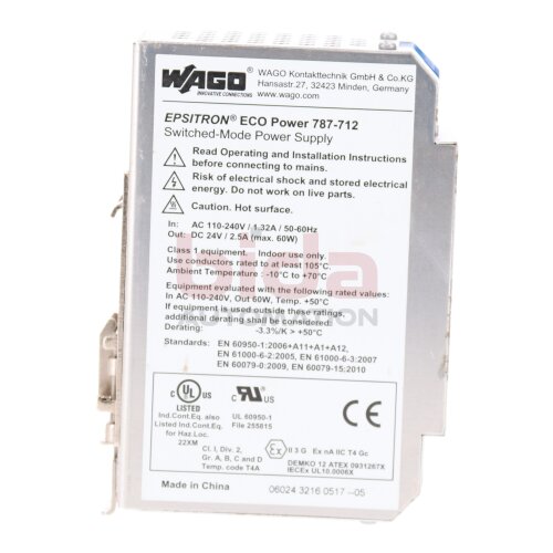 Wago 787-712 Stromversorgung Power Supply 24 V DC 2,5A 110-240 VAC 1,32A