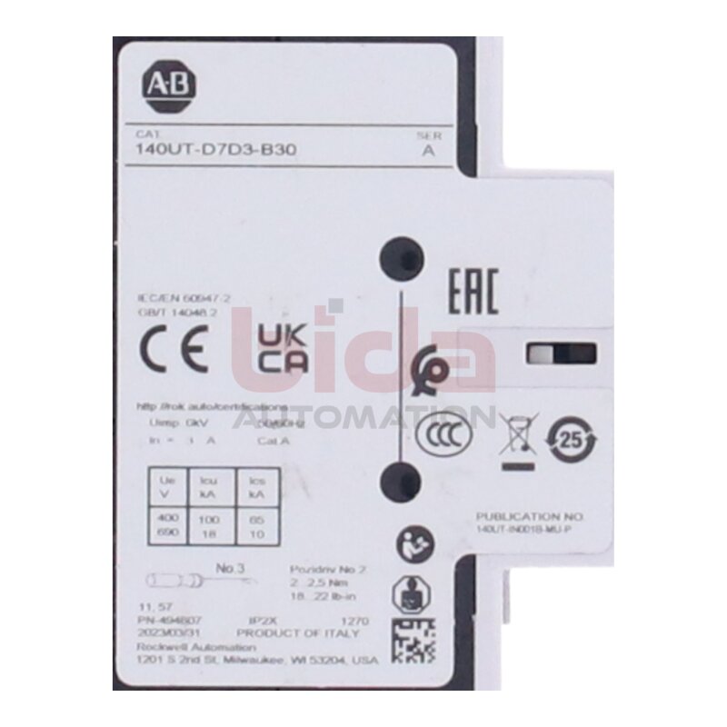 Allen-Bradley 140UT-D7D3-B30 Leistungsschalter / Circuit breaker