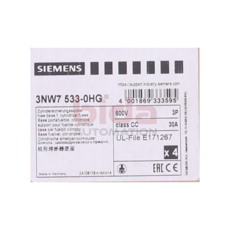 Siemens 3NW7 533-0HG / 3NW7533-0HG SENTRON Sicherungshalter Fuse holder