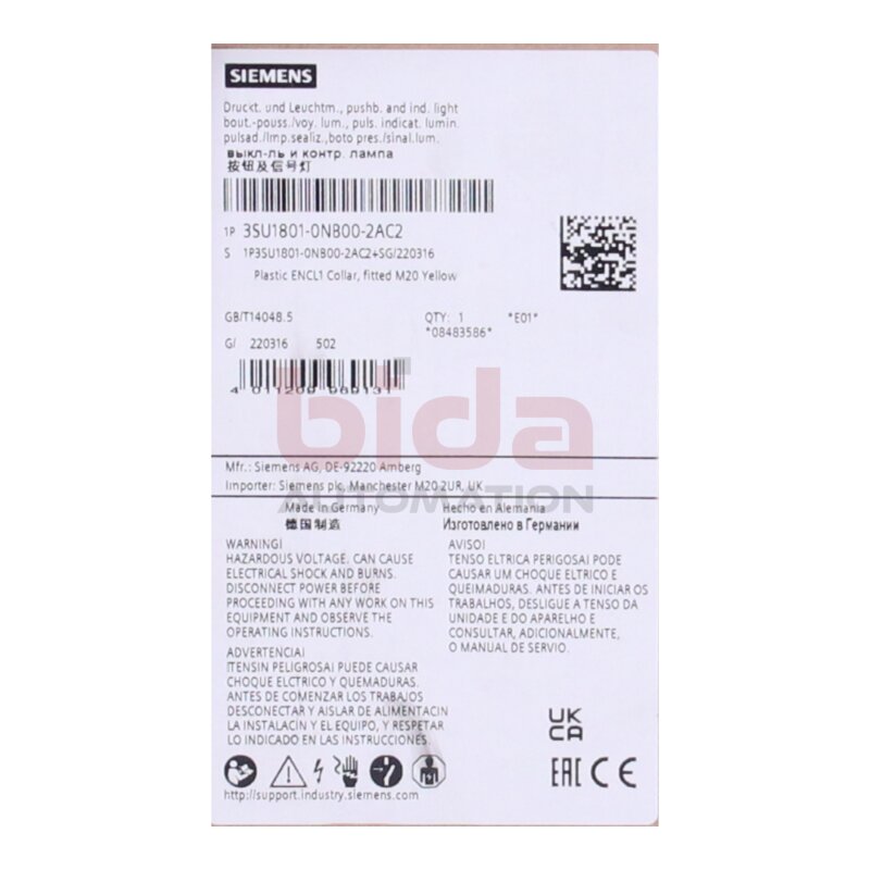 Siemens 3SU1801-0NB00-2AC2 / 3SU1 801-0NB00-2AC2 NOT-HALT-Pilzdrucktaster / EMERGENCY STOP mushroom push button