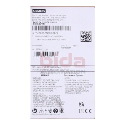 Siemens 3SU1801-0NB00-2AC2 / 3SU1 801-0NB00-2AC2 NOT-HALT-Pilzdrucktaster / EMERGENCY STOP mushroom push button