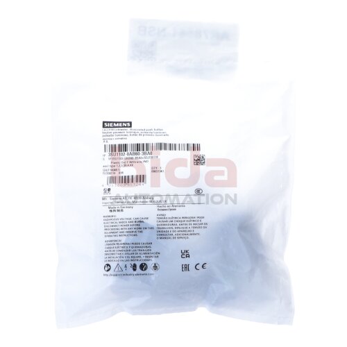 Siemens 3SU1102-0AB60-3BA0 / 3SU1 102-0AB60-3BA0 Leuchtdrucktaster Illuminated pushbutton