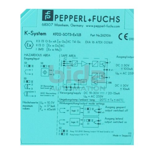 PEPPERL+FUCHS KFD2-SOT3-Ex1.LB(262106) Schaltverst&auml;rker Switching amplifier