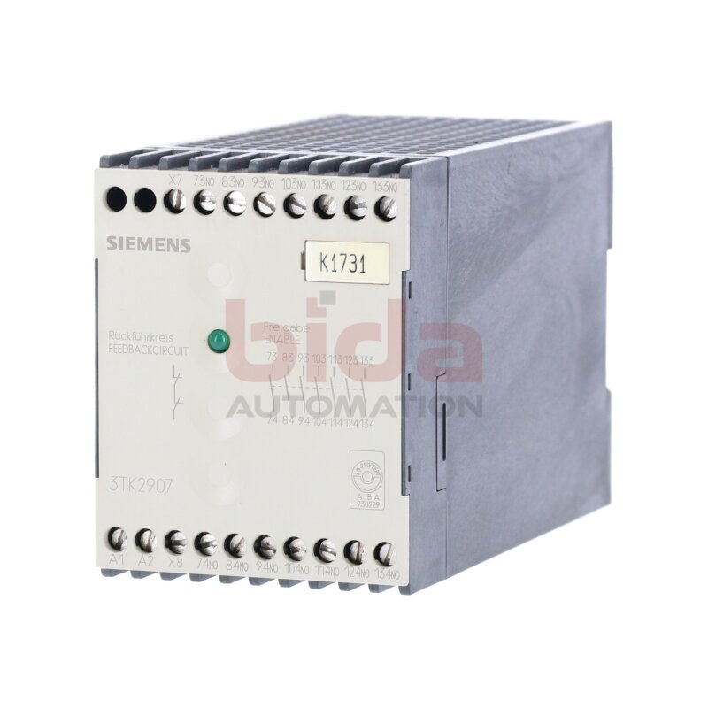 Siemens 3TK2907-0BB4 Zusatzbaustein f&uuml;r Schuetzsicherheitskombination Additional  Module for Protection Safety Combination 24V 6A