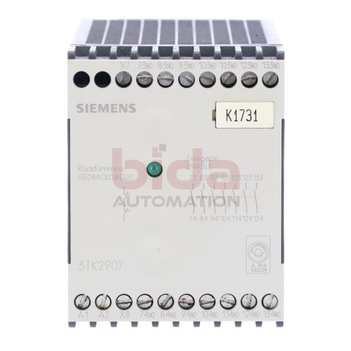 Siemens 3TK2907-0BB4 Zusatzbaustein f&uuml;r Schuetzsicherheitskombination Additional  Module for Protection Safety Combination 24V 6A