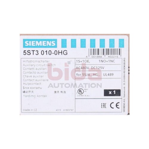 Siemens 5ST3 010-0HG / 5ST3010-0HG Hilfsschalter Auxiliary switch