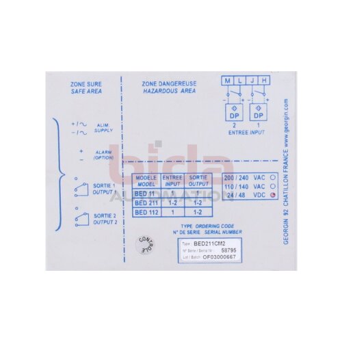 GEORGIN BED211CM2 / BED 211 Druckw&auml;chter Pressure switch