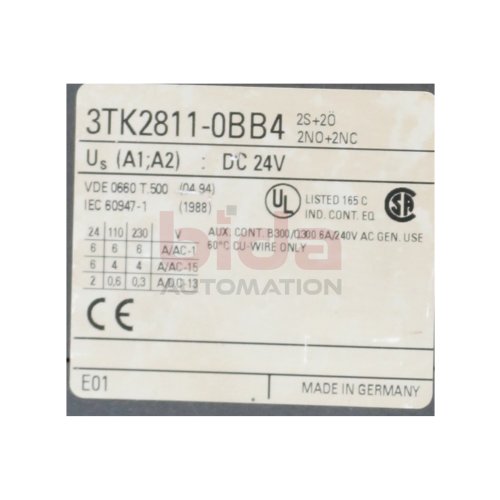 Siemens 3TK2811-0BB4 / 3TK2 811-0BB4 Schuetzsicherheitskombination f&uuml;r Sicherheitsstromkreise Safety Combination for Safety Circuits 24V