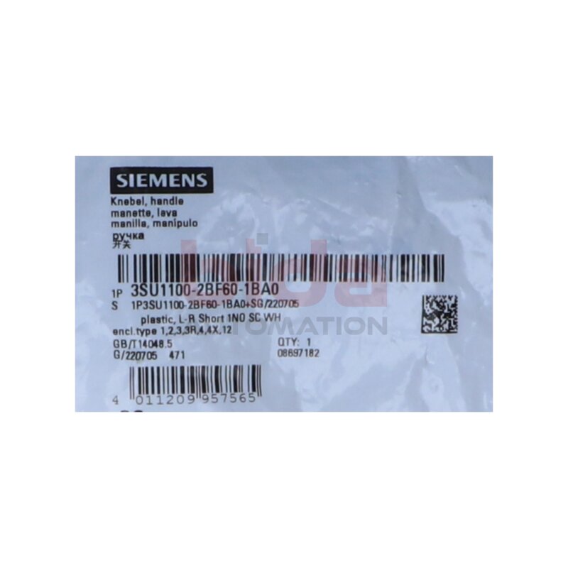Siemens 3SU1100-2BF60-1BA0 Knebelschalter Toggle switch
