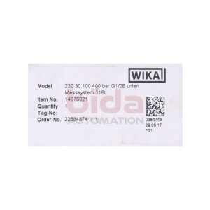 WIKA 232.50.100 400 bar (22584874) Rohrfedermanometer,...